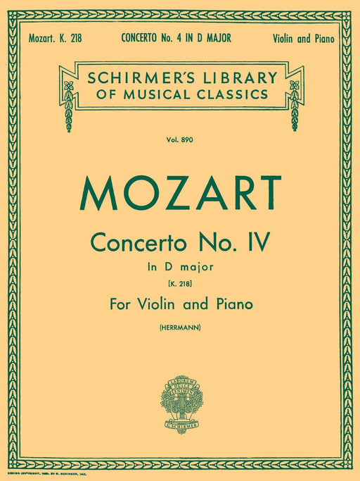 Concerto No. 4 in D Major, K.218 Schirmer Library of Classics Volume 890 Score and Parts 莫札特 協奏曲 | 小雅音樂 Hsiaoya Music
