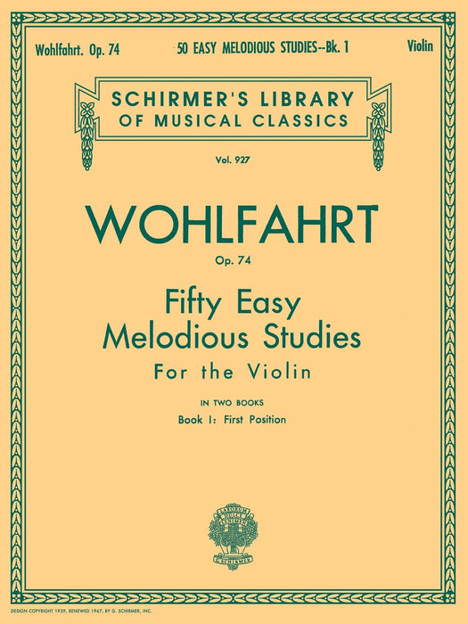 50 Easy Melodious Studies, Op. 74 - Book 1 Schirmer Library of Classics Volume 927 Violin Method 小提琴 | 小雅音樂 Hsiaoya Music