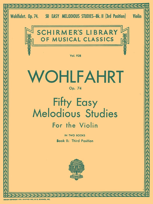 50 Easy Melodious Studies, Op. 74 - Book 2 Schirmer Library of Classics Volume 928 Violin Method 小提琴 | 小雅音樂 Hsiaoya Music