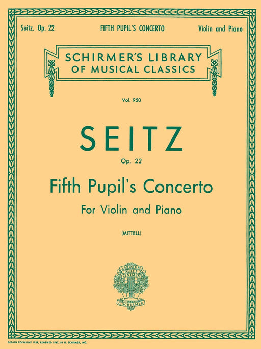 Pupil's Concerto No. 5 in D, Op. 22 Schirmer Library of Classics Volume 950 Score and Parts 協奏曲 | 小雅音樂 Hsiaoya Music