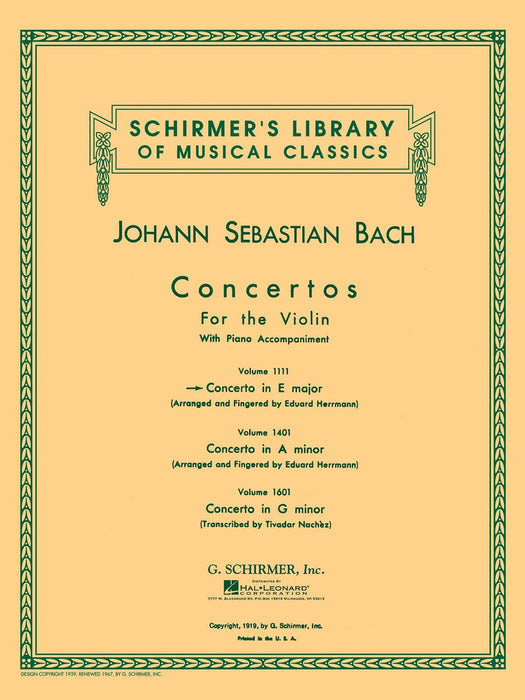 Concerto in E Major Schirmer Library of Classics Volume 1111 Score and Parts 巴赫約翰‧瑟巴斯提安 協奏曲 | 小雅音樂 Hsiaoya Music