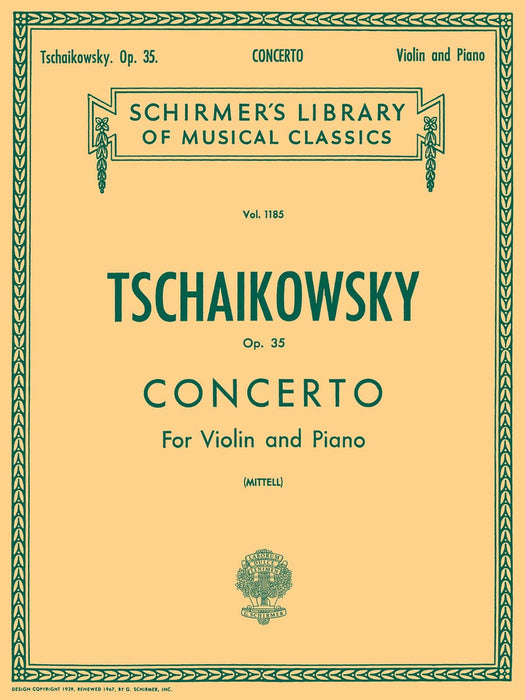 Concerto, Op. 35 Schirmer Library of Classics Volume 1185 Violin & Piano Reduction 柴科夫斯基,彼得 協奏曲 小提琴 鋼琴 | 小雅音樂 Hsiaoya Music