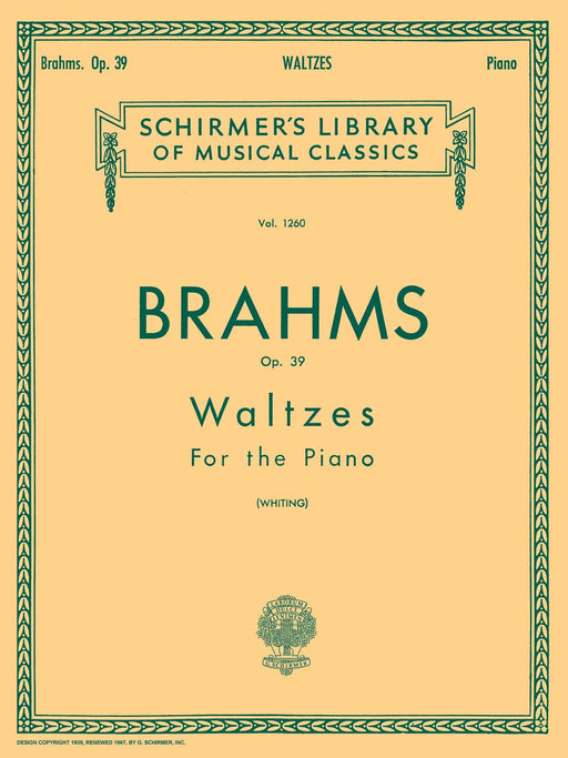 Waltzes, Op. 39 Schirmer Library of Classics Volume 1260 Piano Solo 布拉姆斯 圓舞曲 鋼琴 獨奏 | 小雅音樂 Hsiaoya Music