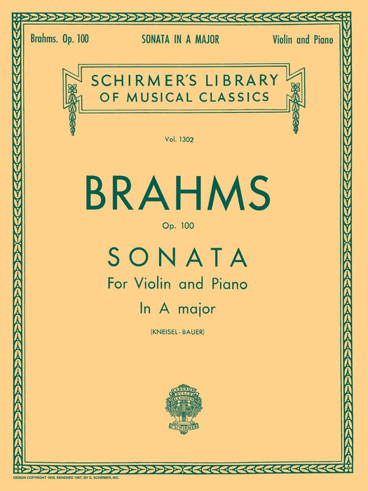 Sonata in A Major, Op. 100 Schirmer Library of Classics Volume 1302 Violin and Piano 布拉姆斯 奏鳴曲 小提琴 鋼琴 | 小雅音樂 Hsiaoya Music