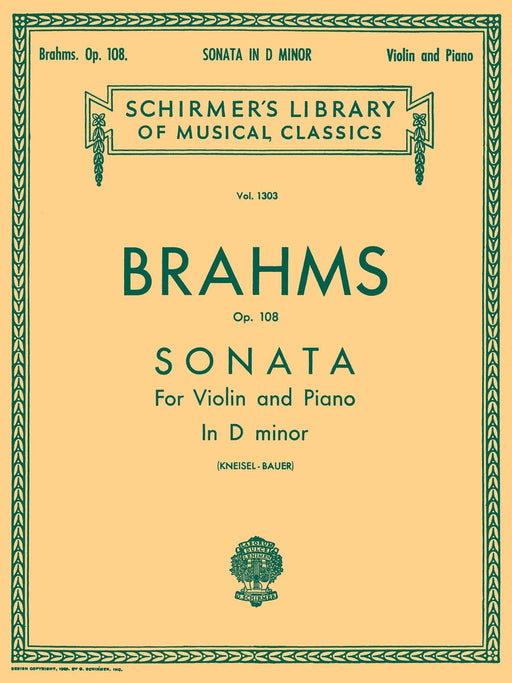 Sonata in D Minor, Op. 108 Schirmer Library of Classics Volume 1303 Violin and Piano 布拉姆斯 奏鳴曲 小提琴 鋼琴 | 小雅音樂 Hsiaoya Music