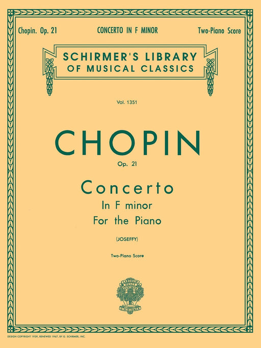 Concerto No. 2 in F Minor, Op. 21 Schirmer Library of Classics Volume 1351 Piano Duet 蕭邦 協奏曲 四手聯彈 | 小雅音樂 Hsiaoya Music