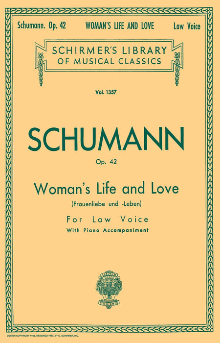Woman's Life and Love (Frauenliebe und Leben) Schirmer Library of Classics Volume 1357 Low Voice 舒曼羅伯特 低音 | 小雅音樂 Hsiaoya Music
