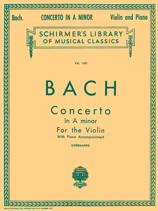 Concerto in A Minor Schirmer Library of Classics Volume 1401 Score and Parts 巴赫約翰‧瑟巴斯提安 協奏曲 | 小雅音樂 Hsiaoya Music