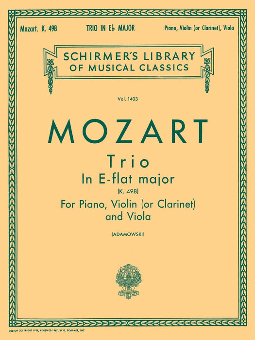 Trio No. 7 in E Flat, K.498 Schirmer Library of Classics Volume 1403 Score and Parts 莫札特 三重奏 | 小雅音樂 Hsiaoya Music