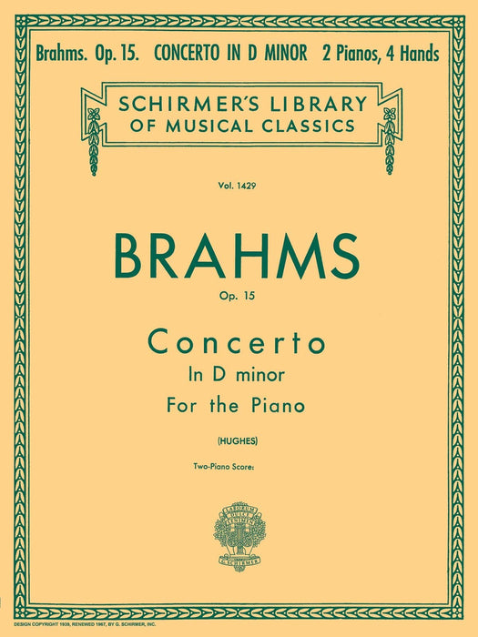 Concerto No. 1 in D Minor, Op. 15 (2-piano score) Schirmer Library of Classics Volume 1429 Piano Duet 布拉姆斯 協奏曲 鋼琴總譜 四手聯彈 | 小雅音樂 Hsiaoya Music