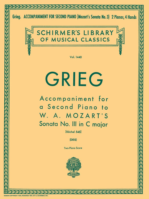 Accompaniment for a 2nd Piano to Mozart Sonata K545 Schirmer Library of Classics Volume 1440 Piano Solo 葛利格 伴奏 鋼琴 奏鳴曲 鋼琴 獨奏 | 小雅音樂 Hsiaoya Music