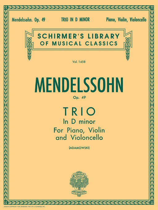 Trio in D Minor, Op. 49 Schirmer Library of Classics Volume 1458 Score and Parts 三重奏 | 小雅音樂 Hsiaoya Music