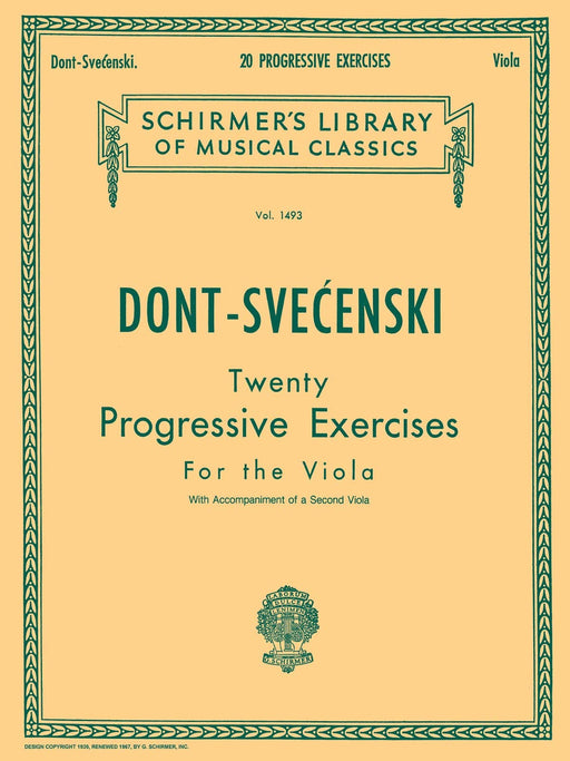 20 Progressive Exercises Schirmer Library of Classics Volume 1493 Viola Method 董特 練習曲 中提琴 | 小雅音樂 Hsiaoya Music