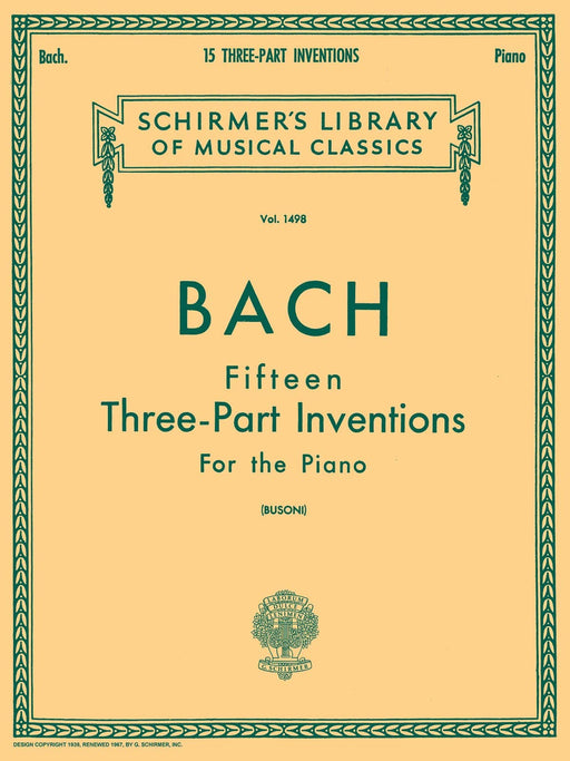 15 Three-Part Inventions Schirmer Library of Classics Volume 1498 Piano Solo 巴赫約翰‧瑟巴斯提安 創意曲 鋼琴 獨奏 | 小雅音樂 Hsiaoya Music