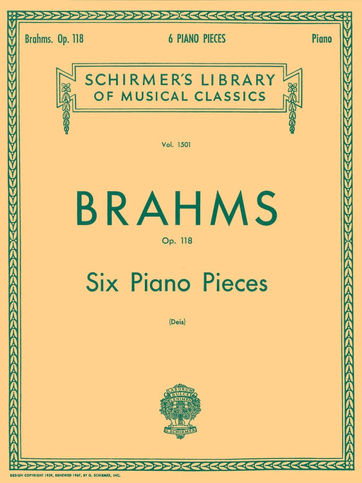 Six Piano Pieces, Op. 118 Schirmer Library of Classics Volume 1501 Piano Solo 布拉姆斯 鋼琴 小品 鋼琴 獨奏 | 小雅音樂 Hsiaoya Music