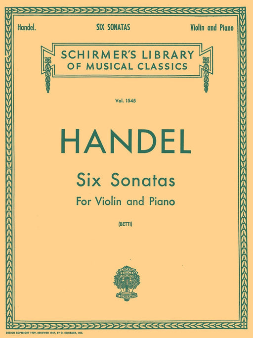 Six Sonatas Schirmer Library of Classics Volume 1545 Violin and Piano 奏鳴曲 小提琴 鋼琴 | 小雅音樂 Hsiaoya Music