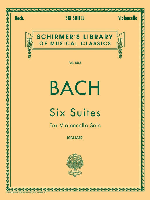 6 Suites Schirmer Library of Classics Volume 1565 Cello Solo 巴赫約翰‧瑟巴斯提安 組曲 大提琴 獨奏 | 小雅音樂 Hsiaoya Music