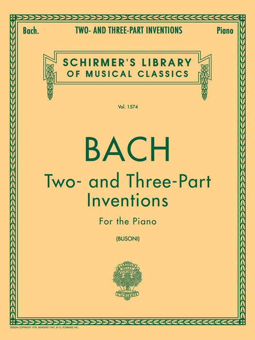 Two- and Three-Part Inventions Schirmer Library of Classics Volume 1574 Piano Solo 巴赫約翰‧瑟巴斯提安 創意曲 鋼琴 獨奏 | 小雅音樂 Hsiaoya Music