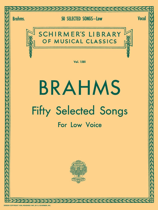 50 Selected Songs Schirmer Library of Classics Volume 1581 Low Voice 布拉姆斯 低音 | 小雅音樂 Hsiaoya Music