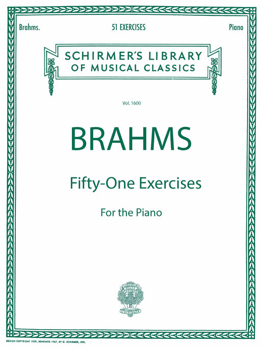 51 Exercises Brahms - 51 Exercises Schirmer Library of Classics Volume 1600 Piano Solo 布拉姆斯 練習曲 練習曲 鋼琴 獨奏 | 小雅音樂 Hsiaoya Music