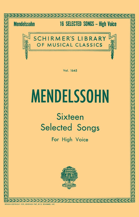 16 Selected Songs Schirmer Library of Classics Volume 1645 High Voice 高音 | 小雅音樂 Hsiaoya Music