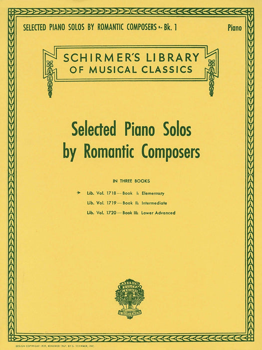 Selected Piano Solos by Romantic Composers - Volume 1: Elementary Schirmer Library of Classics Volume 1718 Easy Piano Solo 鋼琴 獨奏 鋼琴 獨奏 | 小雅音樂 Hsiaoya Music