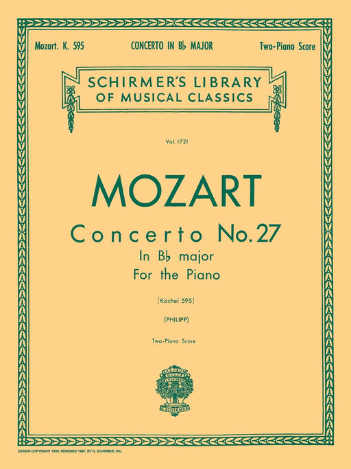 Concerto No. 27 in Bb, K.595 Schirmer Library of Classics Volume 1721 Piano Duet 莫札特 協奏曲 四手聯彈 | 小雅音樂 Hsiaoya Music