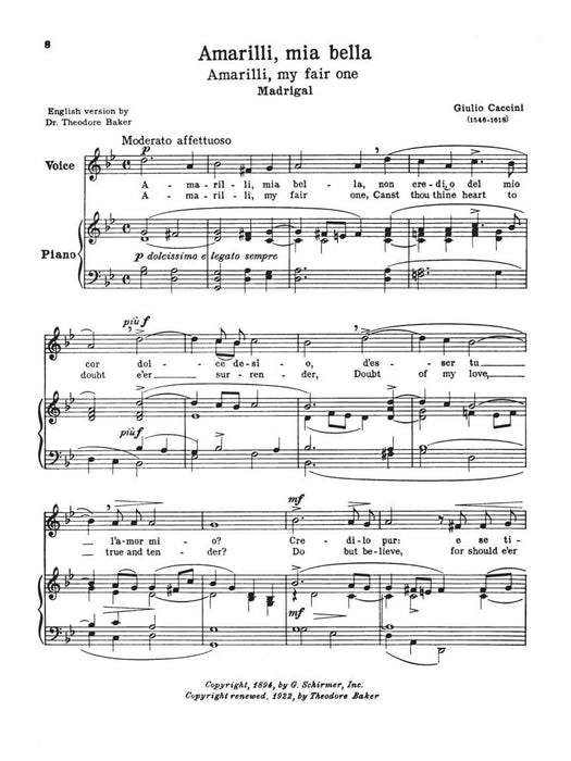 24 Italian Songs & Arias of the 17th & 18th Centuries Schirmer Library of Classics Volume 1722 Medium High Voice Book Only 詠唱調 高音 | 小雅音樂 Hsiaoya Music