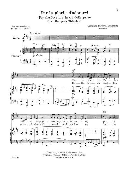 24 Italian Songs & Arias of the 17th & 18th Centuries Schirmer Library of Classics Volume 1723 Medium Low Voice Book Only 詠唱調 低音 | 小雅音樂 Hsiaoya Music