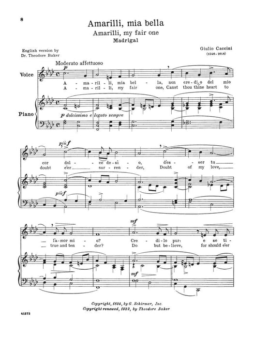 24 Italian Songs & Arias of the 17th & 18th Centuries Schirmer Library of Classics Volume 1723 Medium Low Voice Book Only 詠唱調 低音 | 小雅音樂 Hsiaoya Music