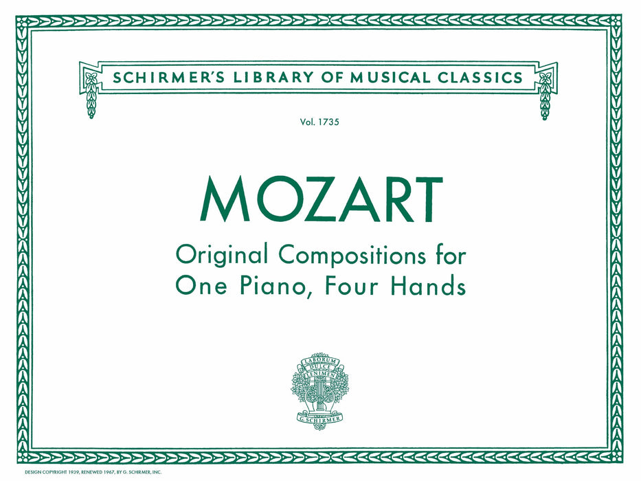 Original Compositions for Piano, 4 Hands Schirmer Library of Classics Volume 1735 Piano Duet 莫札特 鋼琴 四手聯彈 | 小雅音樂 Hsiaoya Music