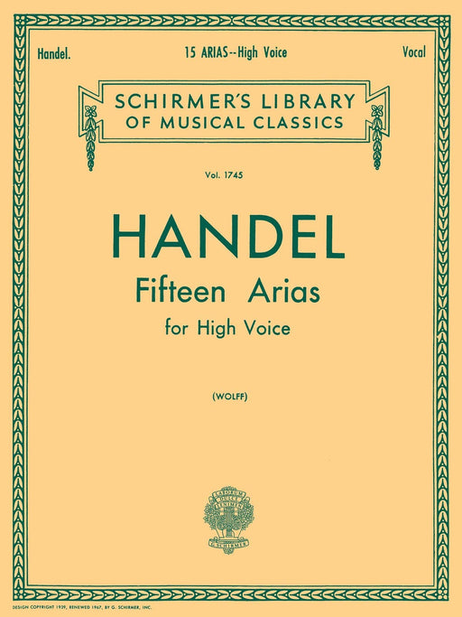 15 Arias Schirmer Library of Classics Volume 1745 High Voice 詠唱調 高音 | 小雅音樂 Hsiaoya Music