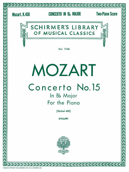 Concerto No. 15 in Bb, K. 450 Schirmer Library of Classics Volume 1746 Piano Duet 莫札特 協奏曲 四手聯彈 | 小雅音樂 Hsiaoya Music