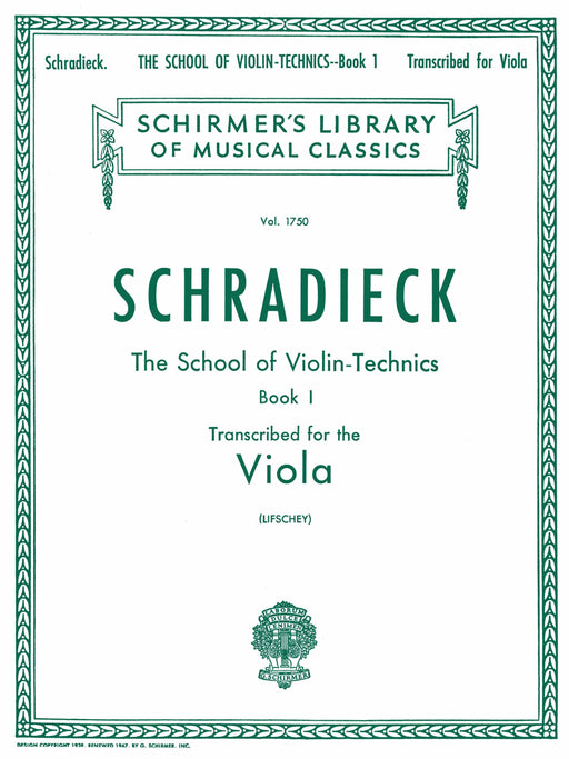 School of Violin Technics, Op. 1 - Book 1 Schirmer Library of Classics Volume 1750 Viola Method 施拉迪克 小提琴 中提琴 | 小雅音樂 Hsiaoya Music