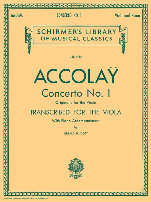 Concerto No. 1 Schirmer Library of Classics Volume 1785 Viola and Piano Reductio 協奏曲 中提琴 鋼琴 | 小雅音樂 Hsiaoya Music