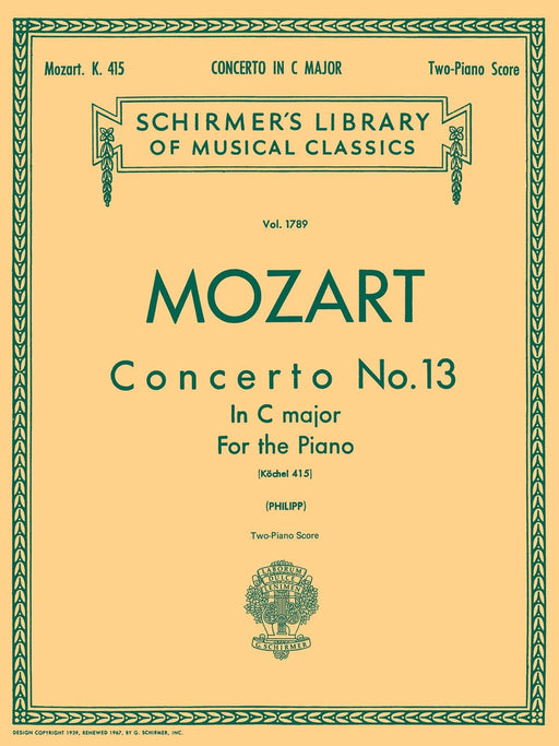 Concerto No. 13 in C, K. 415 Schirmer Library of Classics Volume 1789 Piano Duet 莫札特 協奏曲 四手聯彈 | 小雅音樂 Hsiaoya Music