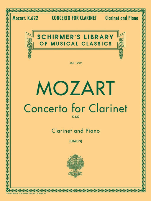 Clarinet Concerto in Bb Major, K. 622 Schirmer Library of Classics Volume 1792 莫札特 豎笛 協奏曲 | 小雅音樂 Hsiaoya Music