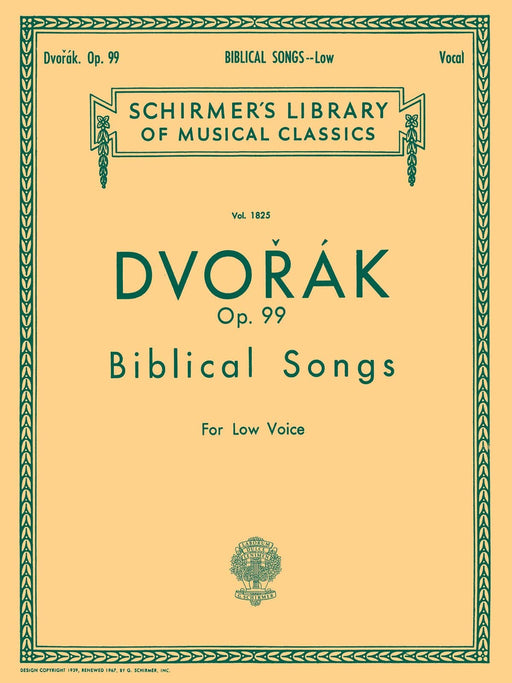 Biblical Songs, Op.99 Schirmer Library of Classics Volume 1825 Low Voice 德弗札克 聖經歌曲集 低音 | 小雅音樂 Hsiaoya Music