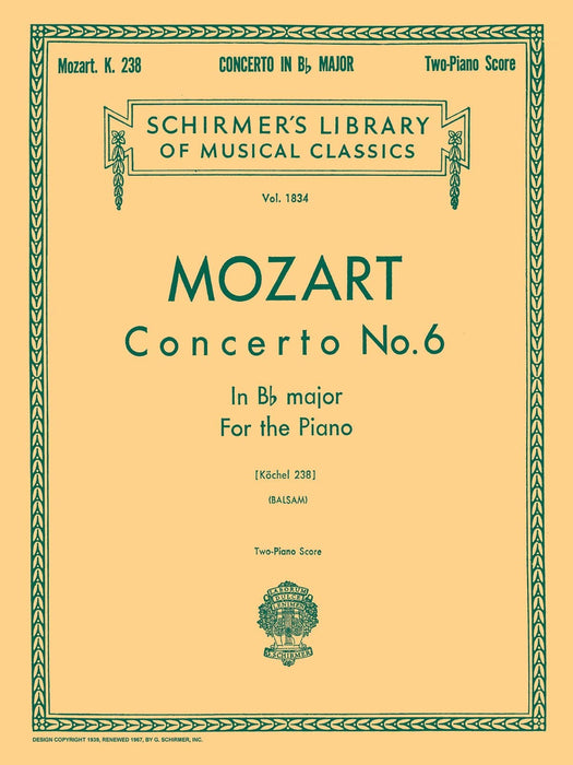 Concerto No. 6 in Bb, K.238 Schirmer Library of Classics Volume 1834 Piano Duet 莫札特 協奏曲 四手聯彈 | 小雅音樂 Hsiaoya Music