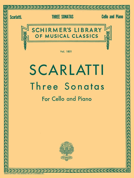 Three Sonatas Schirmer Library of Classics Volume 1851 Cello and Piano 奏鳴曲 大提琴 鋼琴 | 小雅音樂 Hsiaoya Music