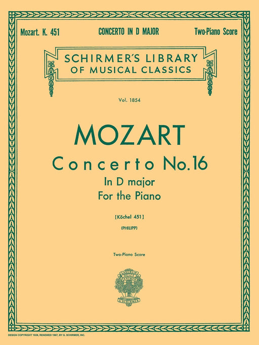 Concerto No. 16 in D, K.451 Schirmer Library of Classics Volume 1854 Piano Duet 莫札特 協奏曲 四手聯彈 | 小雅音樂 Hsiaoya Music