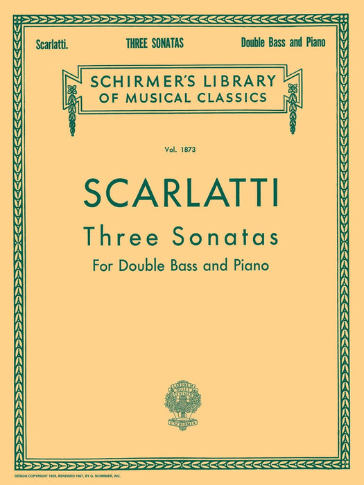 Three Sonatas Schirmer Library of Classics Volume 1873 Double Bass and Piano 奏鳴曲 鋼琴 | 小雅音樂 Hsiaoya Music