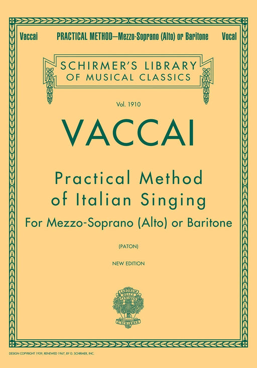 Practical Method of Italian Singing Schirmer Library of Classics Volume 1910 Alto or Baritone 中音 | 小雅音樂 Hsiaoya Music