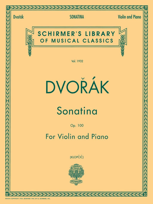 Sonatina, Op. 100 Schirmer Library of Classics Volume 1932 Violin and Piano 德弗札克 小奏鳴曲 小提琴 鋼琴 | 小雅音樂 Hsiaoya Music