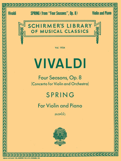 Spring Schirmer Library of Classics Volume 1934 Violin and Piano 韋瓦第 小提琴 鋼琴 | 小雅音樂 Hsiaoya Music
