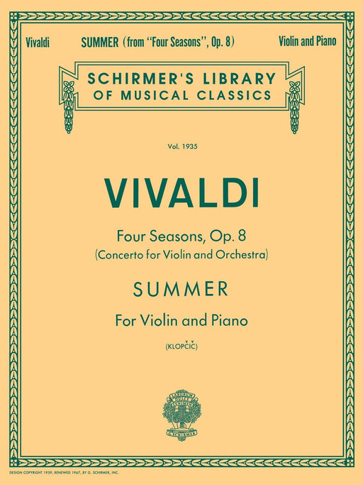 Summer Schirmer Library of Classics Volume 1935 Violin and Piano 韋瓦第 小提琴 鋼琴 | 小雅音樂 Hsiaoya Music