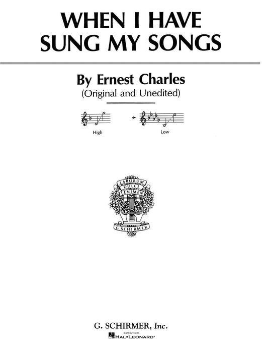 When I Have Sung My Songs Low Voice 低音 | 小雅音樂 Hsiaoya Music