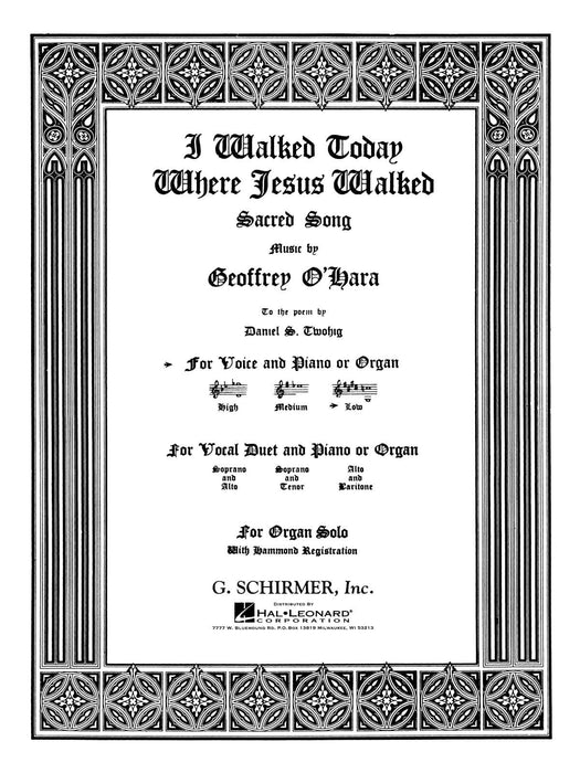 I Walked Today Where Jesus Walked Low Voice in E 低音 | 小雅音樂 Hsiaoya Music