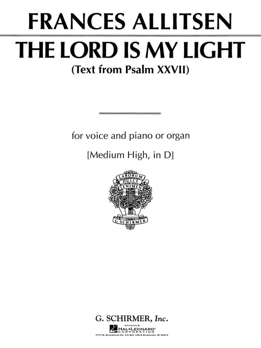 The Lord Is My Light Medium High Voice (in D) and Piano/Organ 高音 鋼琴 管風琴 | 小雅音樂 Hsiaoya Music