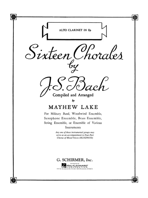 Sixteen Chorales Eb Alto Clarinet Part 巴赫約翰‧瑟巴斯提安 合唱 中音單簧管 | 小雅音樂 Hsiaoya Music